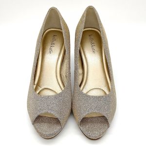 Kelly & Katie Metallic Glitter Heels Silver Gold